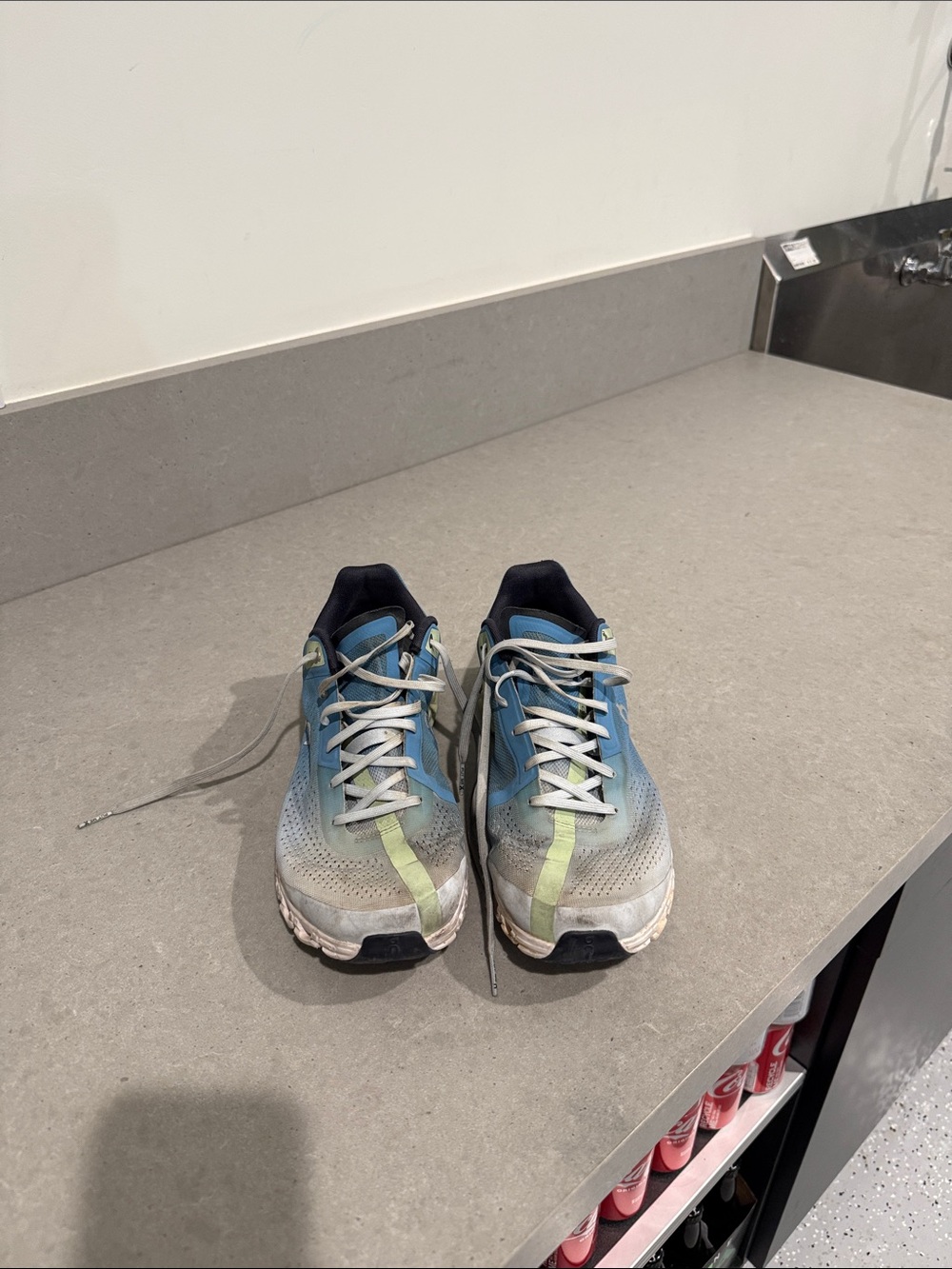 On Running Blue and Lime Women's Running Shoes